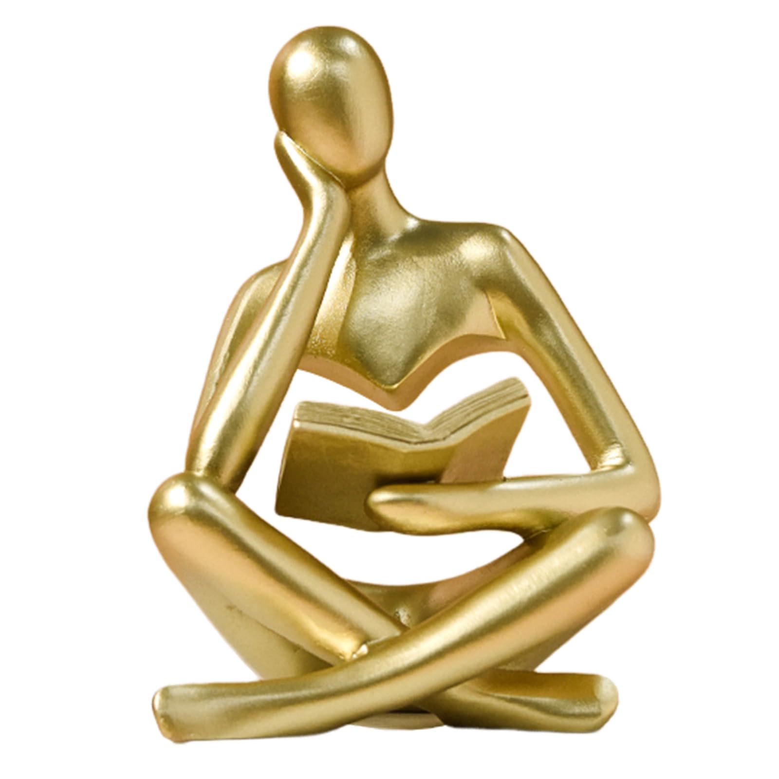 UTTCMK Bookshelf Decor Thinker Statue - Abstract Art Reading Thinker Sculpture Figurine Aesthetic, Modern Home Decoration for Living Room Office Shelves Coffee Table Desk Decor(Beige)