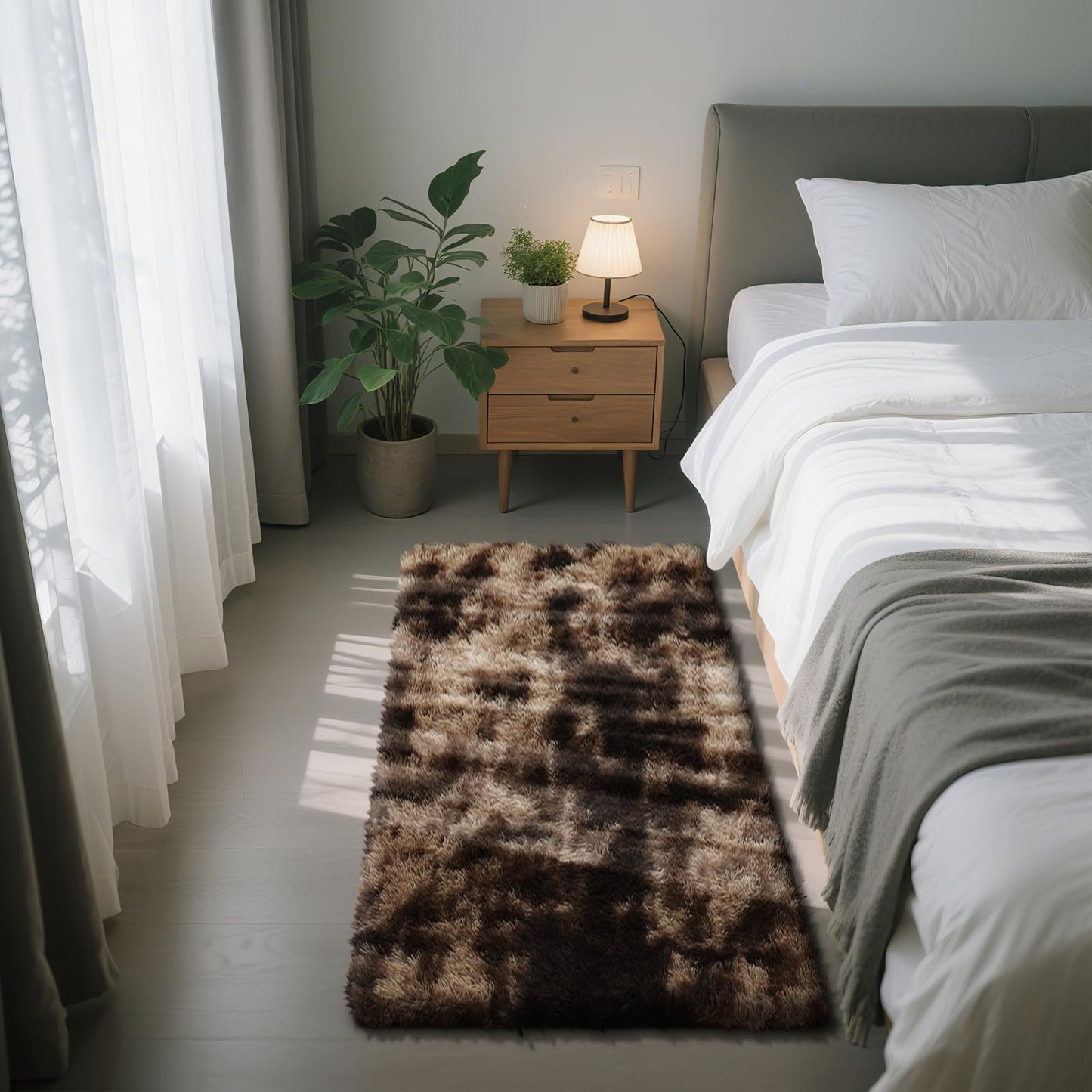 Fluffy Rug Shag Area Rug, Black 2x4 Area Rugs for Bedroom, Small Bedside Rug, Soft Fluffy Shag Entryway Throw Rugs for Living Room Bedroom Room Home Decor