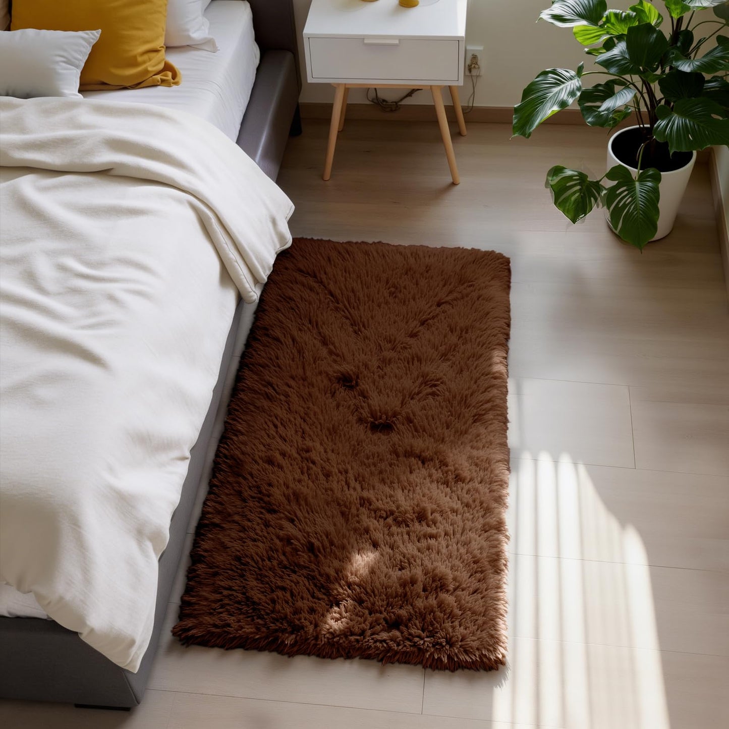 Fluffy Rug Shag Area Rug, Black 2x4 Area Rugs for Bedroom, Small Bedside Rug, Soft Fluffy Shag Entryway Throw Rugs for Living Room Bedroom Room Home Decor
