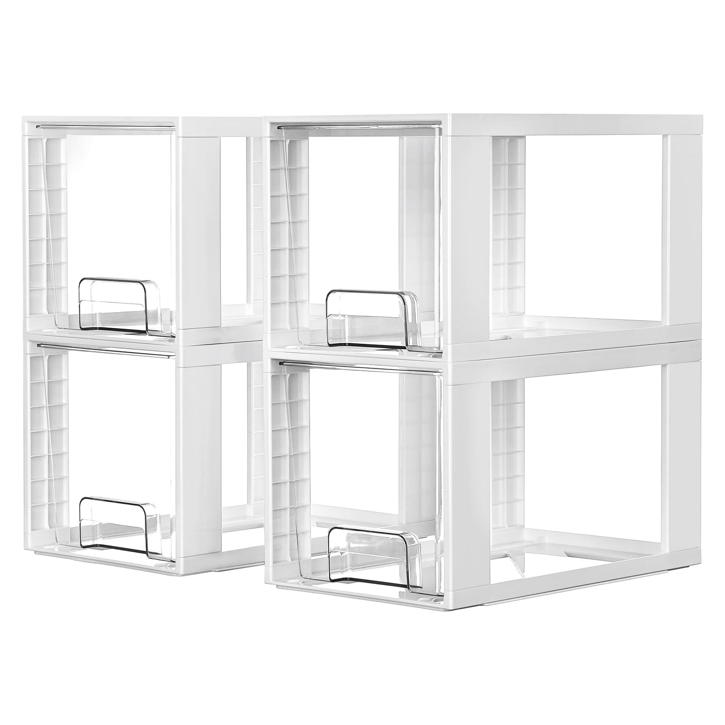 Vtopmart 4 Pack Large Stackable Storage Drawers,Easily Assemble Acrylic Bathroom Closet Undersink Organizers and Storage,Plastic Bins for Kitchen Cabinets,Pantry,Makeup,Medicine Organization