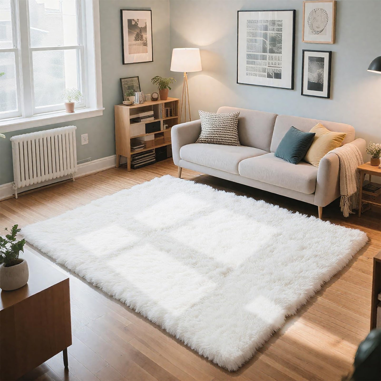 Fluffy Rug Shag Area Rug, Black 2x4 Area Rugs for Bedroom, Small Bedside Rug, Soft Fluffy Shag Entryway Throw Rugs for Living Room Bedroom Room Home Decor