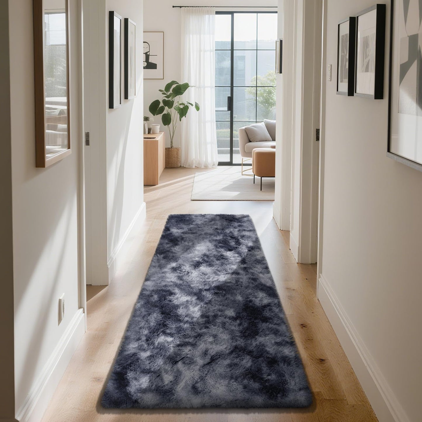 Fluffy Rug Shag Area Rug, Black 2x4 Area Rugs for Bedroom, Small Bedside Rug, Soft Fluffy Shag Entryway Throw Rugs for Living Room Bedroom Room Home Decor