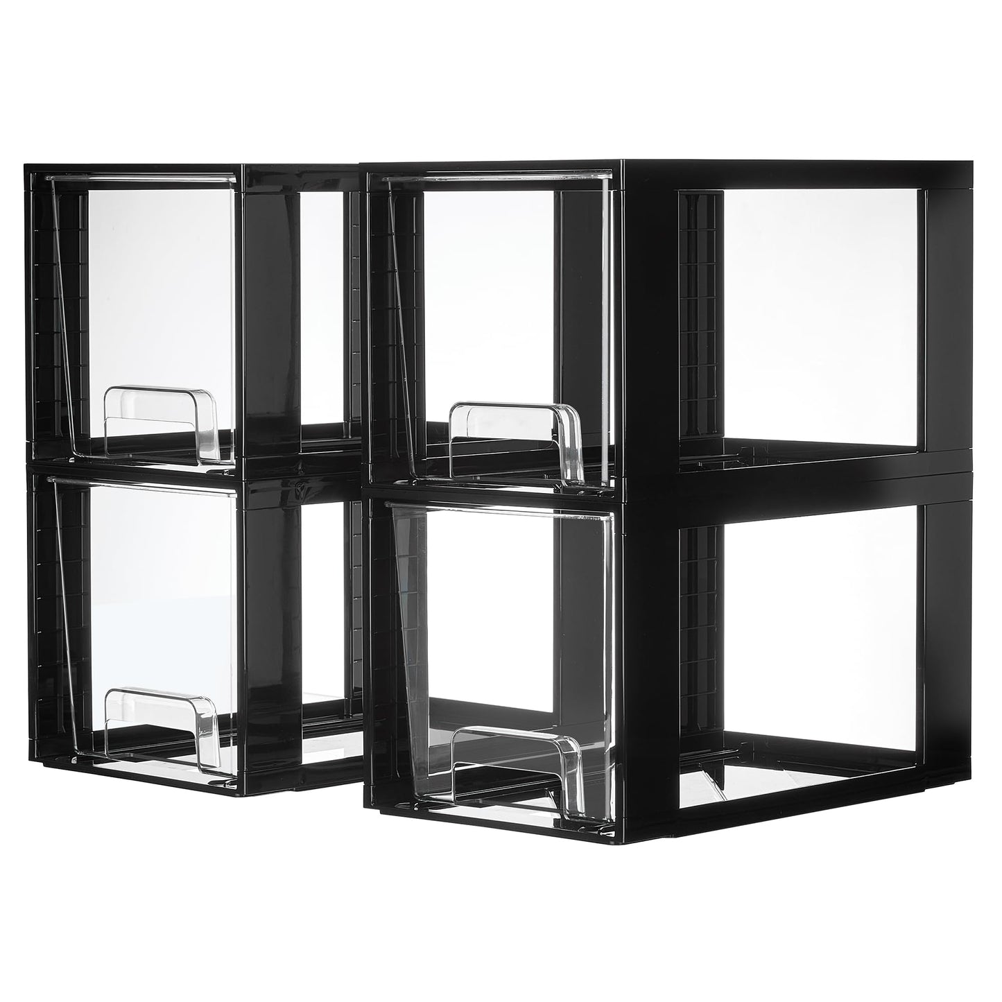 Vtopmart 4 Pack Large Stackable Storage Drawers,Easily Assemble Acrylic Bathroom Closet Undersink Organizers and Storage,Plastic Bins for Kitchen Cabinets,Pantry,Makeup,Medicine Organization