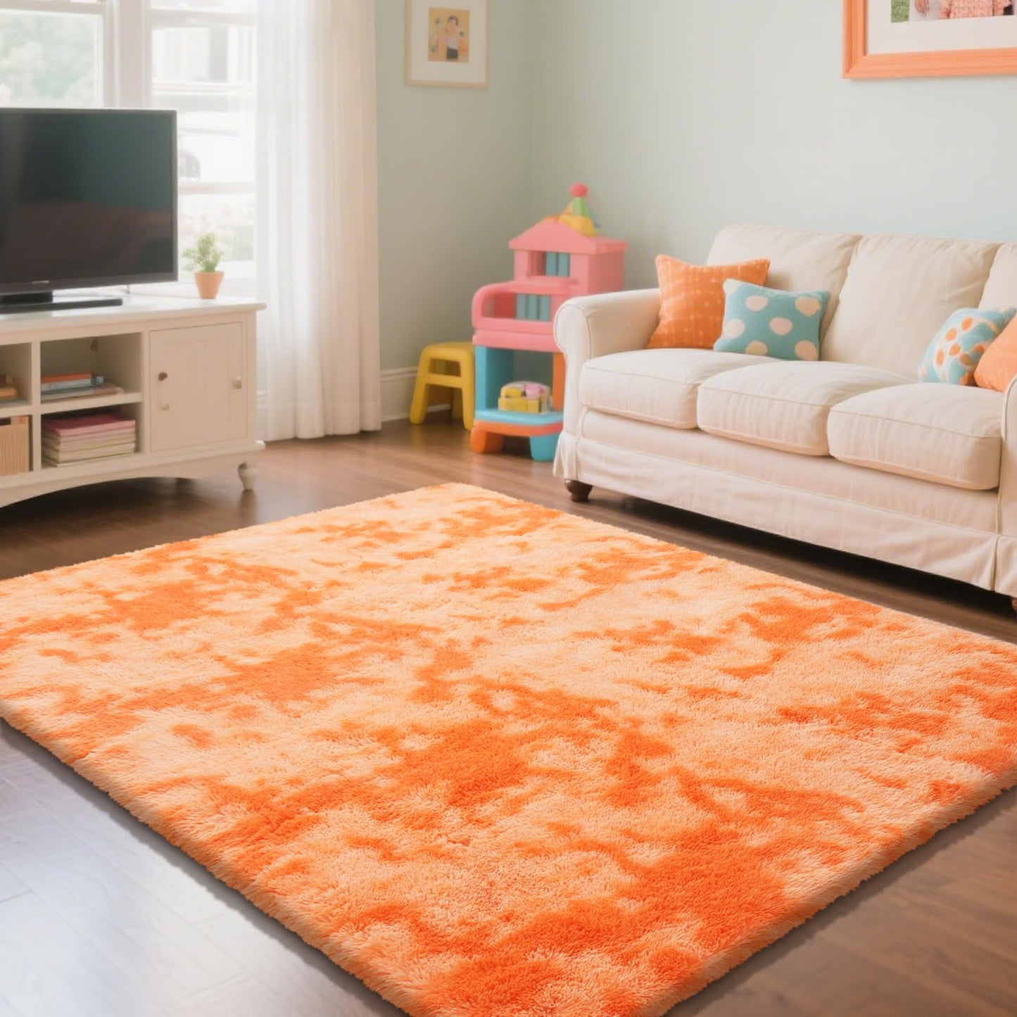 Fluffy Rug Shag Area Rug, Black 2x4 Area Rugs for Bedroom, Small Bedside Rug, Soft Fluffy Shag Entryway Throw Rugs for Living Room Bedroom Room Home Decor