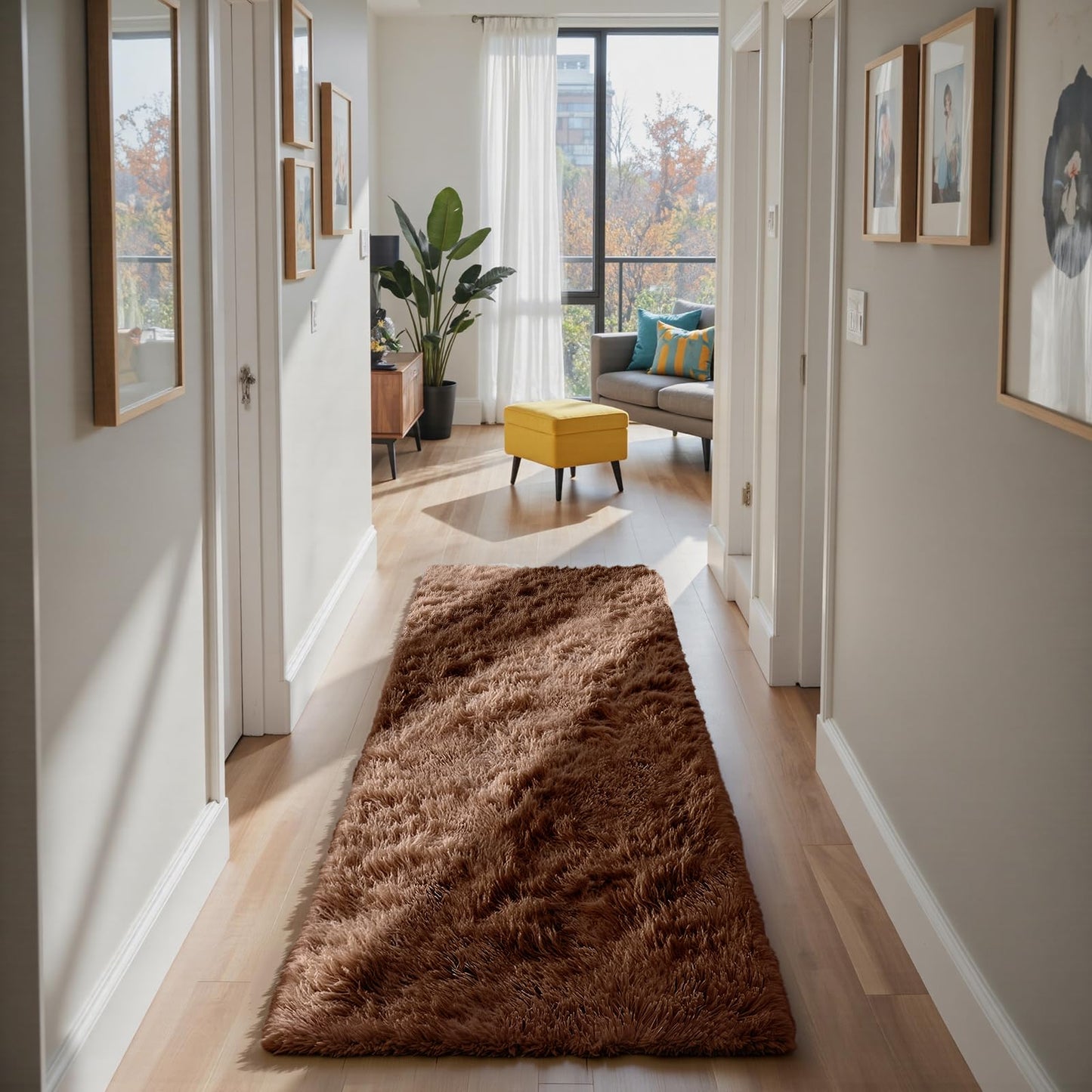 Fluffy Rug Shag Area Rug, Black 2x4 Area Rugs for Bedroom, Small Bedside Rug, Soft Fluffy Shag Entryway Throw Rugs for Living Room Bedroom Room Home Decor