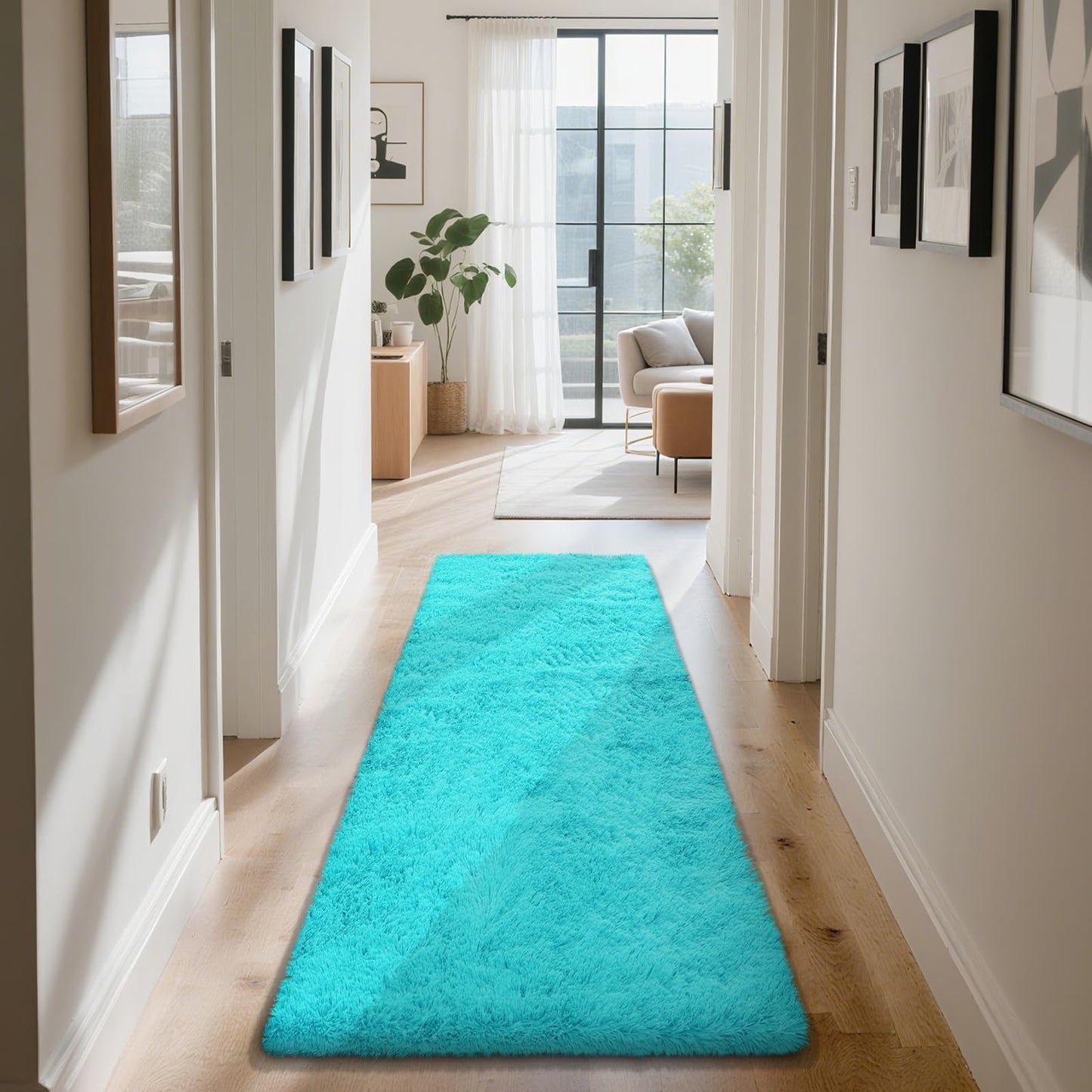Fluffy Rug Shag Area Rug, Black 2x4 Area Rugs for Bedroom, Small Bedside Rug, Soft Fluffy Shag Entryway Throw Rugs for Living Room Bedroom Room Home Decor