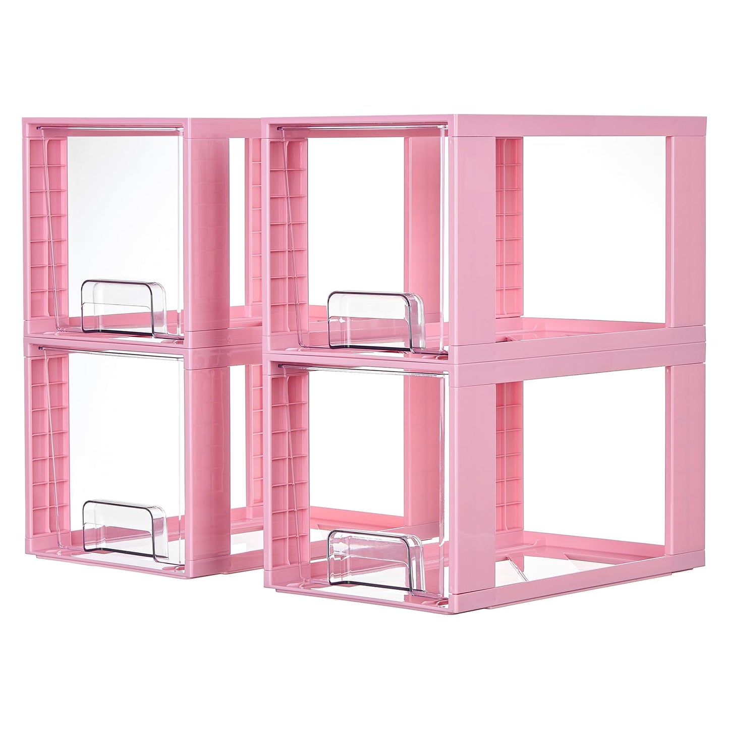 Vtopmart 4 Pack Large Stackable Storage Drawers,Easily Assemble Acrylic Bathroom Closet Undersink Organizers and Storage,Plastic Bins for Kitchen Cabinets,Pantry,Makeup,Medicine Organization