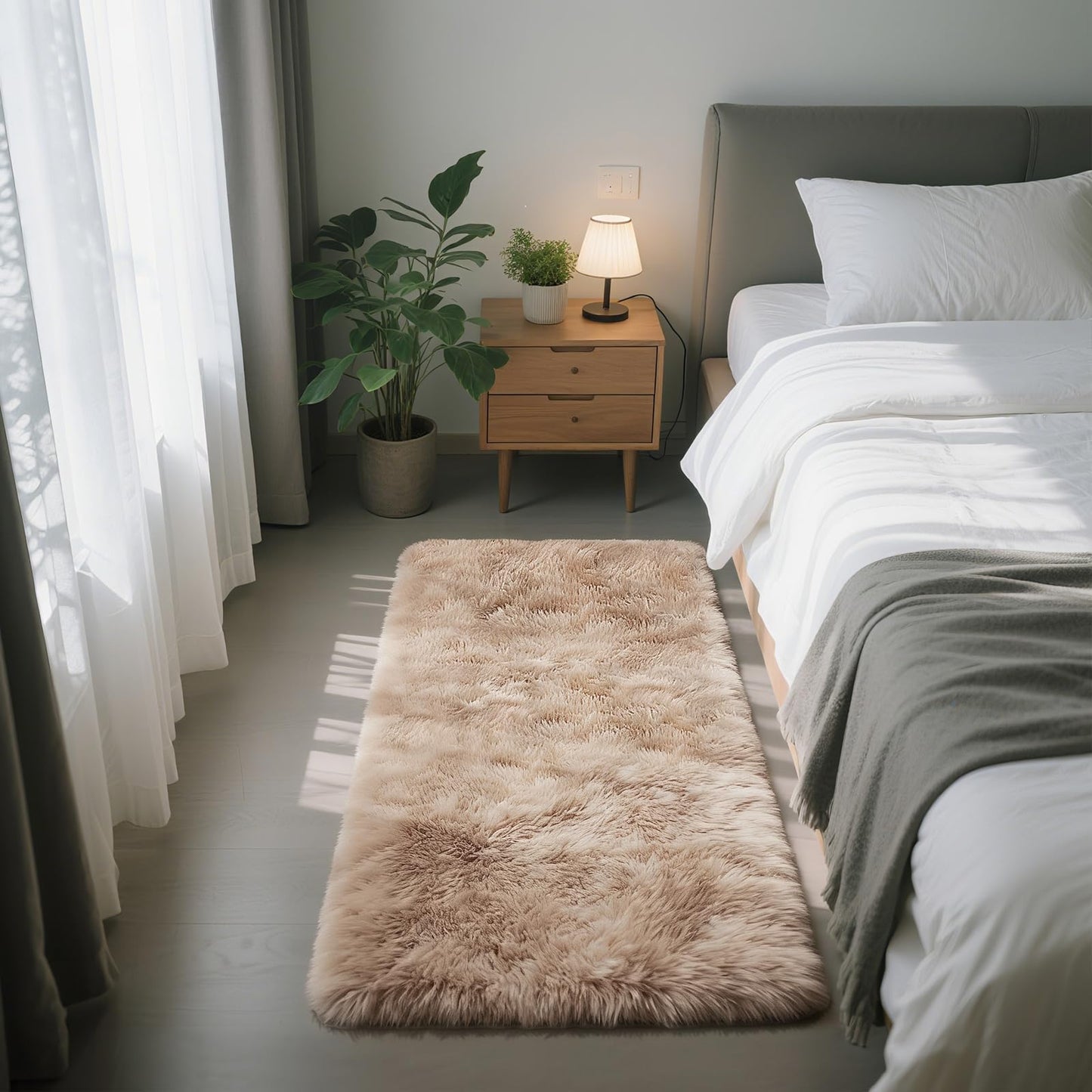 Fluffy Rug Shag Area Rug, Black 2x4 Area Rugs for Bedroom, Small Bedside Rug, Soft Fluffy Shag Entryway Throw Rugs for Living Room Bedroom Room Home Decor