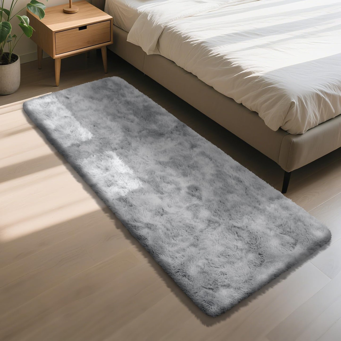 Fluffy Rug Shag Area Rug, Black 2x4 Area Rugs for Bedroom, Small Bedside Rug, Soft Fluffy Shag Entryway Throw Rugs for Living Room Bedroom Room Home Decor
