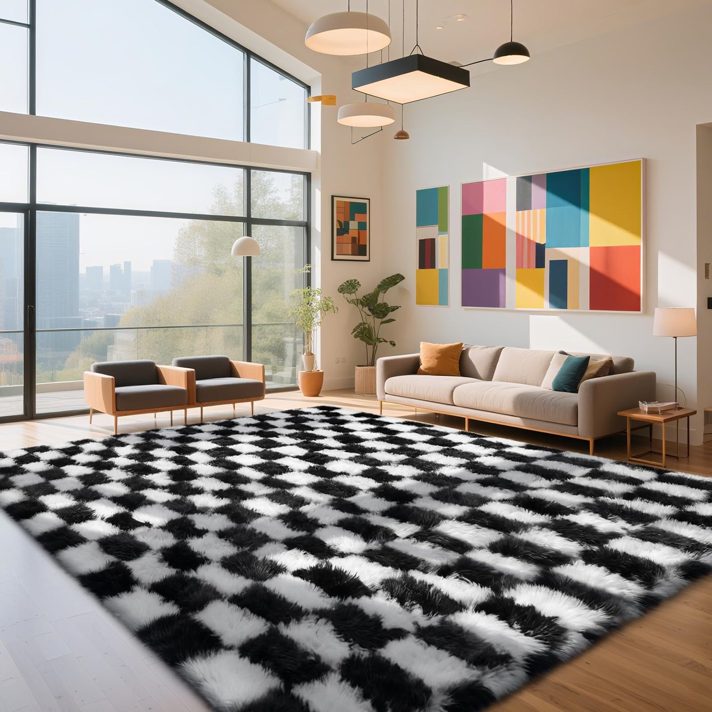 Fluffy Rug Shag Area Rug, Black 2x4 Area Rugs for Bedroom, Small Bedside Rug, Soft Fluffy Shag Entryway Throw Rugs for Living Room Bedroom Room Home Decor
