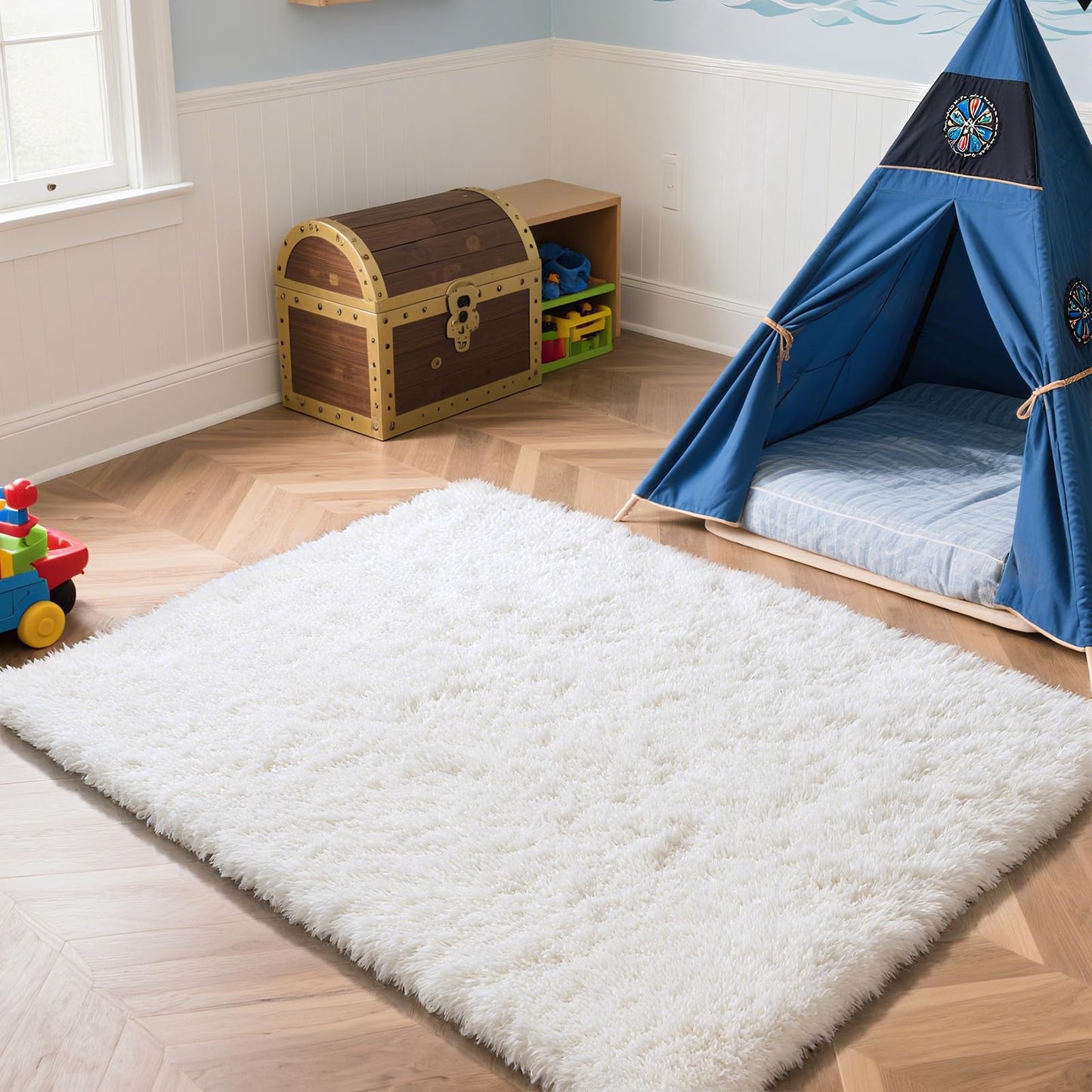 Fluffy Rug Shag Area Rug, Black 2x4 Area Rugs for Bedroom, Small Bedside Rug, Soft Fluffy Shag Entryway Throw Rugs for Living Room Bedroom Room Home Decor