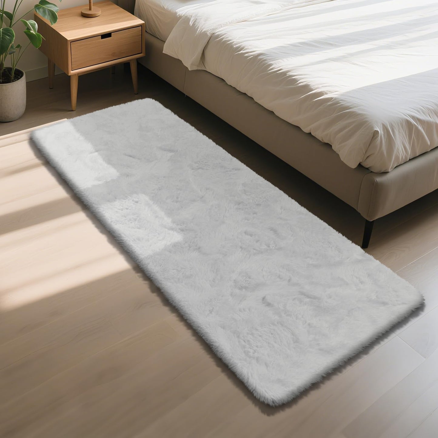 Fluffy Rug Shag Area Rug, Black 2x4 Area Rugs for Bedroom, Small Bedside Rug, Soft Fluffy Shag Entryway Throw Rugs for Living Room Bedroom Room Home Decor