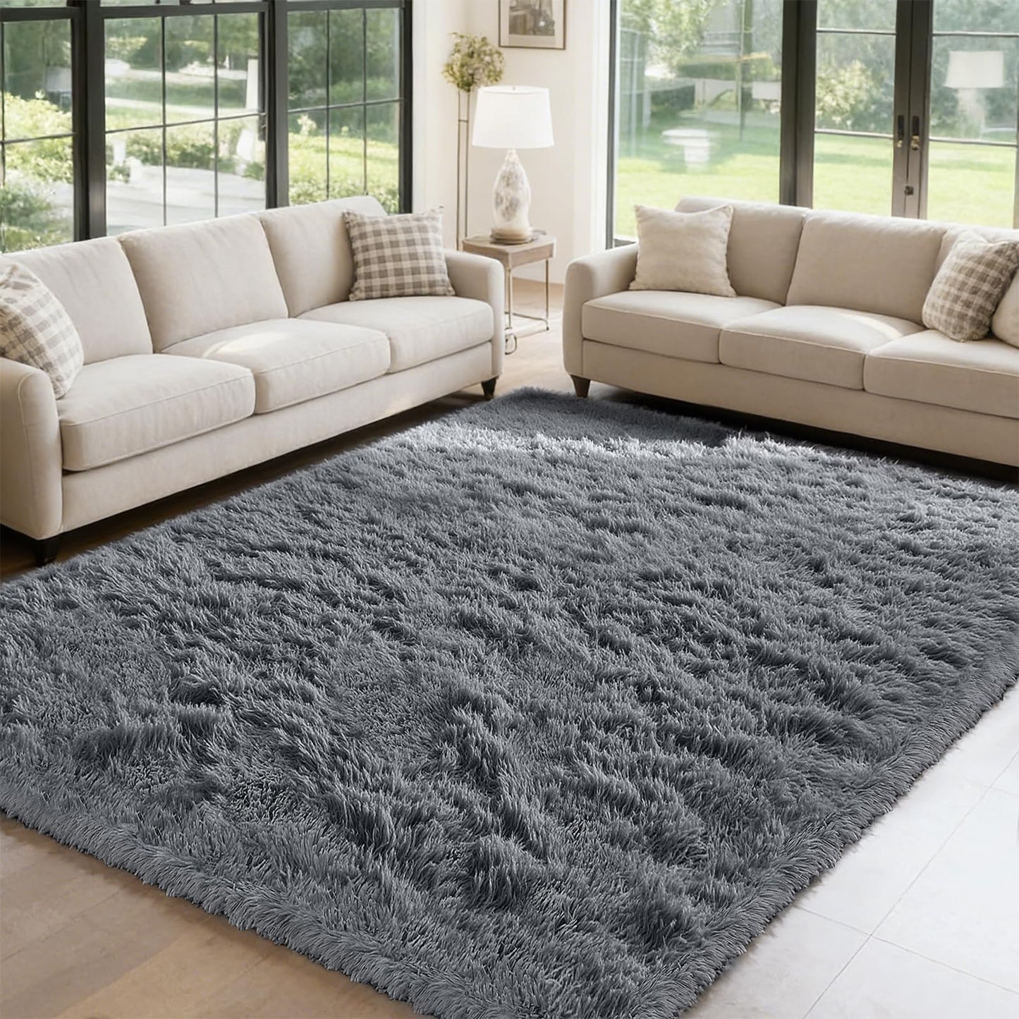 Fluffy Rug Shag Area Rug, Black 2x4 Area Rugs for Bedroom, Small Bedside Rug, Soft Fluffy Shag Entryway Throw Rugs for Living Room Bedroom Room Home Decor