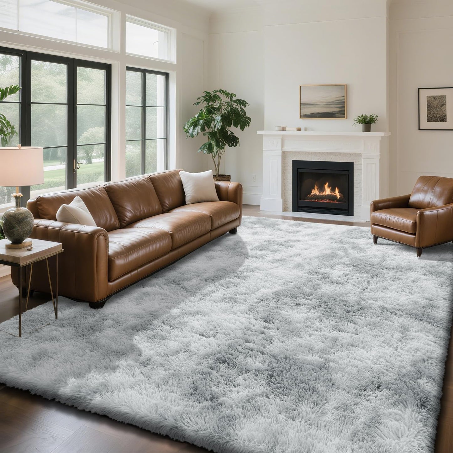 Fluffy Rug Shag Area Rug, Black 2x4 Area Rugs for Bedroom, Small Bedside Rug, Soft Fluffy Shag Entryway Throw Rugs for Living Room Bedroom Room Home Decor