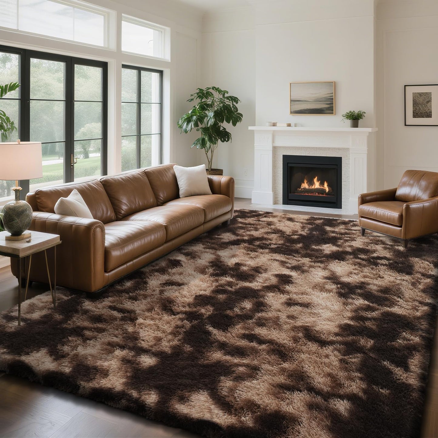Fluffy Rug Shag Area Rug, Black 2x4 Area Rugs for Bedroom, Small Bedside Rug, Soft Fluffy Shag Entryway Throw Rugs for Living Room Bedroom Room Home Decor