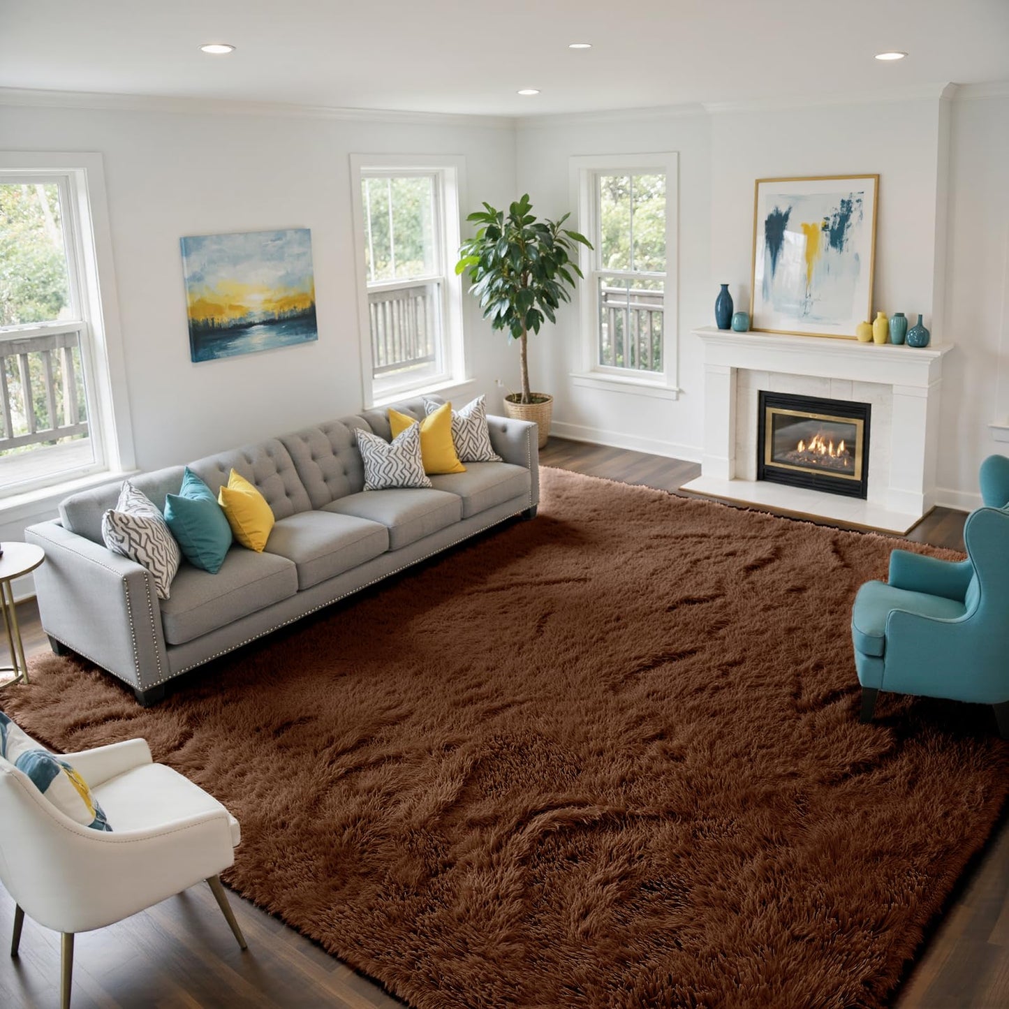 Fluffy Rug Shag Area Rug, Black 2x4 Area Rugs for Bedroom, Small Bedside Rug, Soft Fluffy Shag Entryway Throw Rugs for Living Room Bedroom Room Home Decor