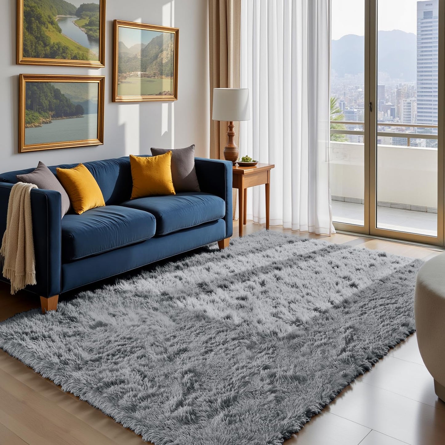 Fluffy Rug Shag Area Rug, Black 2x4 Area Rugs for Bedroom, Small Bedside Rug, Soft Fluffy Shag Entryway Throw Rugs for Living Room Bedroom Room Home Decor