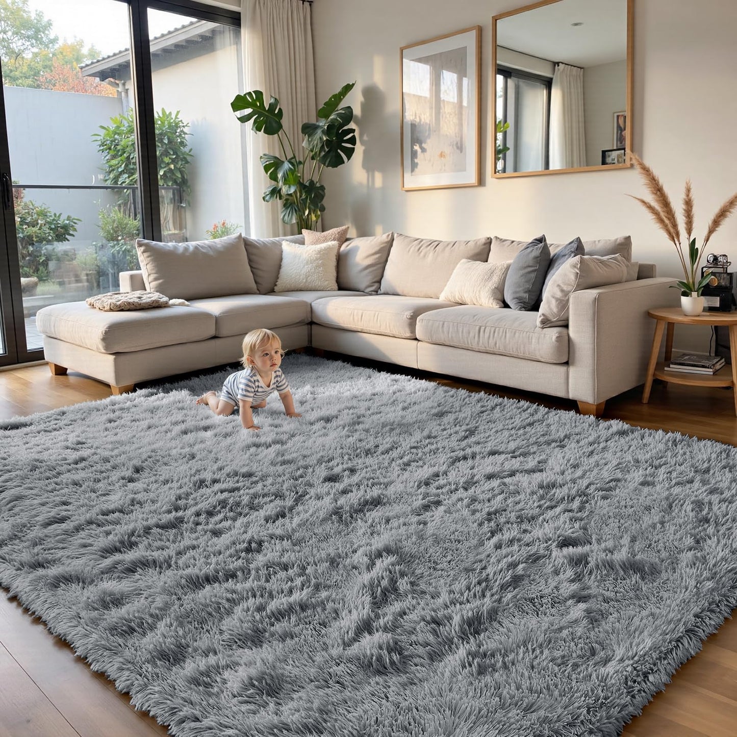 Fluffy Rug Shag Area Rug, Black 2x4 Area Rugs for Bedroom, Small Bedside Rug, Soft Fluffy Shag Entryway Throw Rugs for Living Room Bedroom Room Home Decor