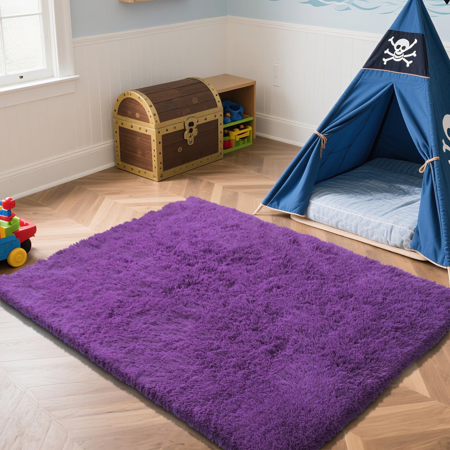 Fluffy Rug Shag Area Rug, Black 2x4 Area Rugs for Bedroom, Small Bedside Rug, Soft Fluffy Shag Entryway Throw Rugs for Living Room Bedroom Room Home Decor