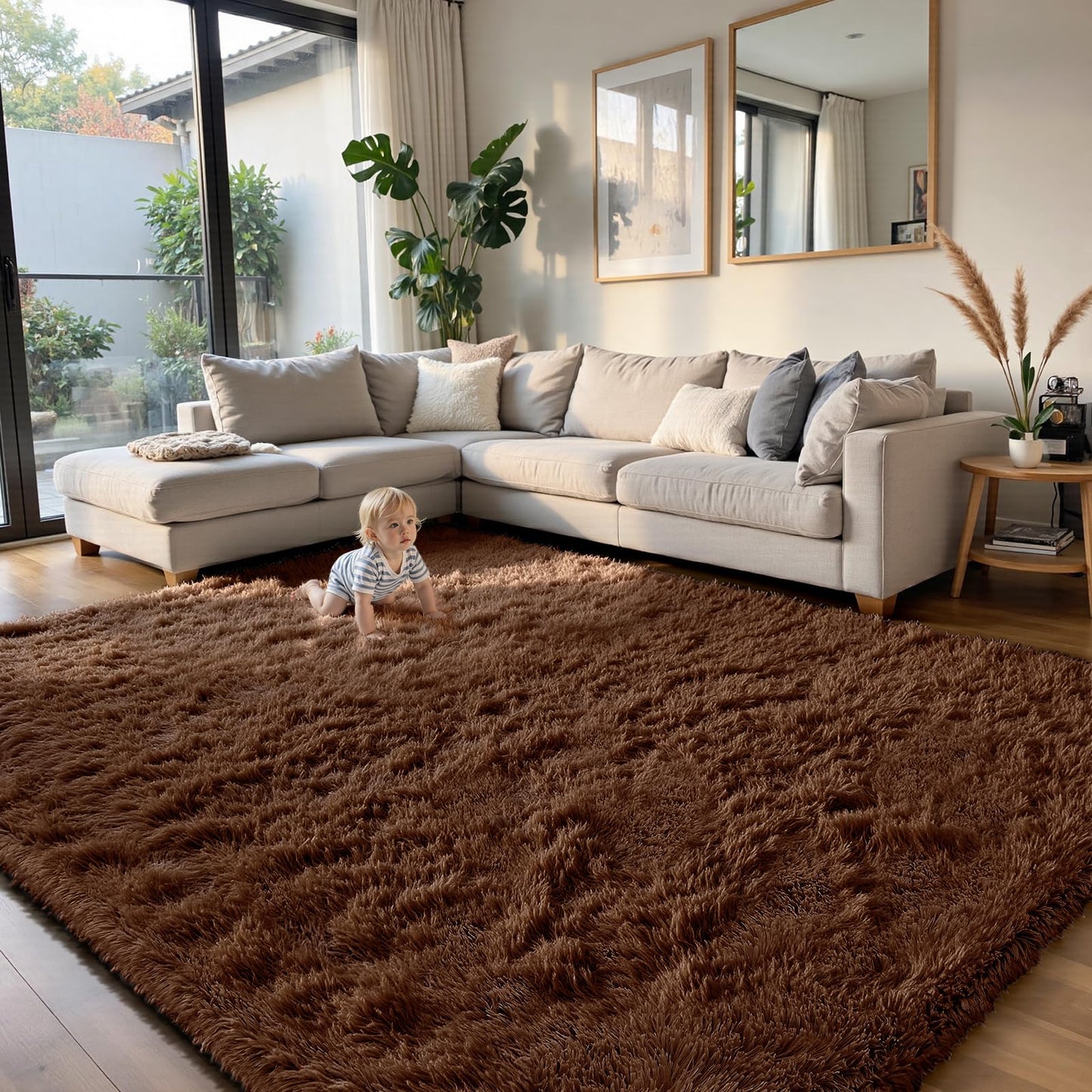 Fluffy Rug Shag Area Rug, Black 2x4 Area Rugs for Bedroom, Small Bedside Rug, Soft Fluffy Shag Entryway Throw Rugs for Living Room Bedroom Room Home Decor