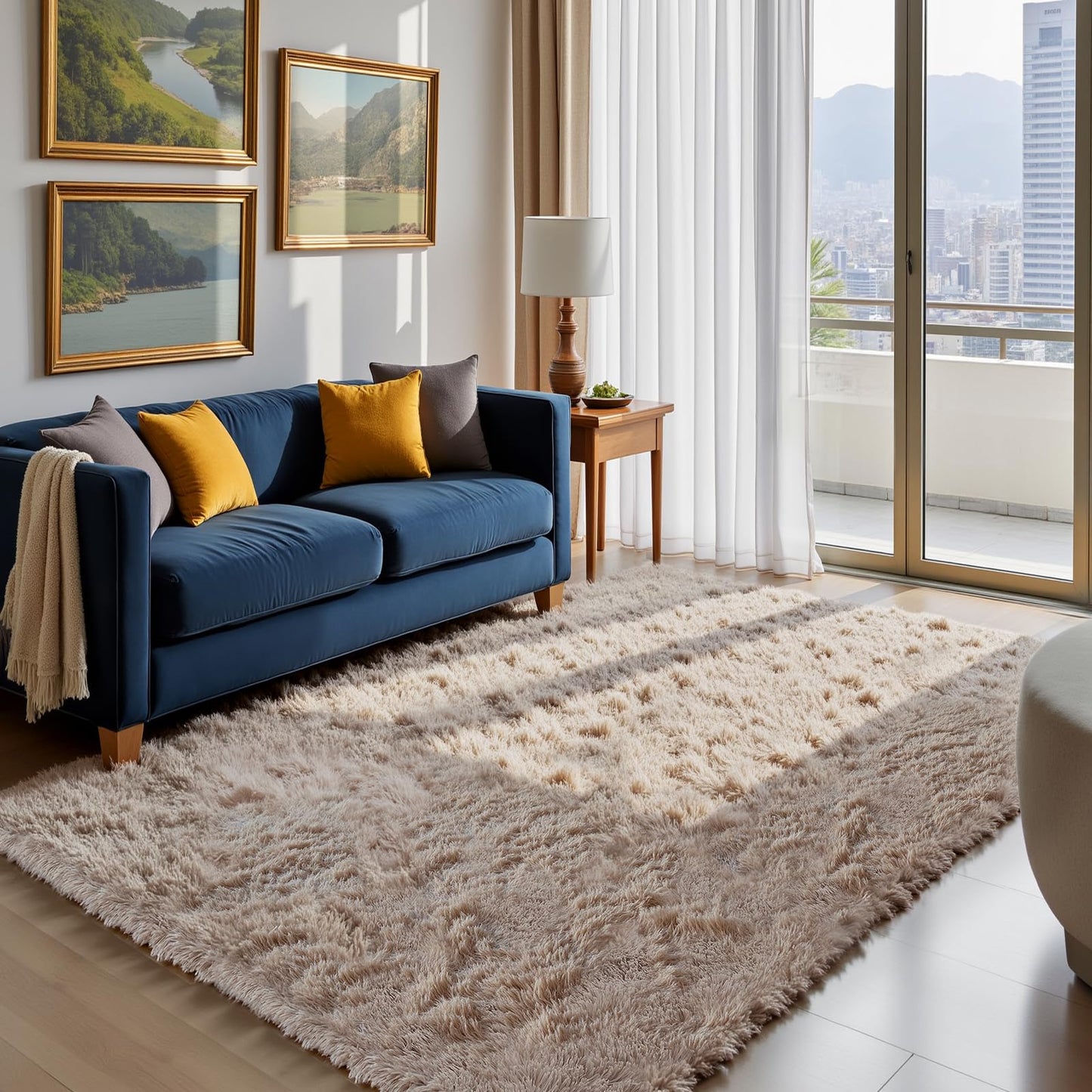 Fluffy Rug Shag Area Rug, Black 2x4 Area Rugs for Bedroom, Small Bedside Rug, Soft Fluffy Shag Entryway Throw Rugs for Living Room Bedroom Room Home Decor