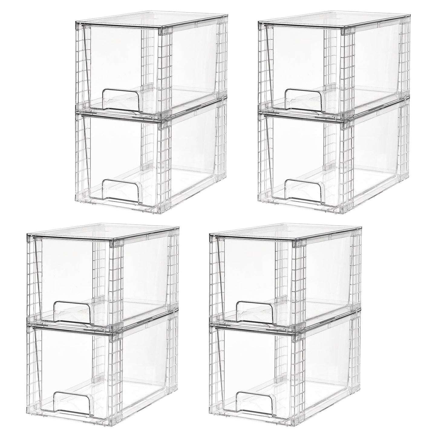 Vtopmart 4 Pack Large Stackable Storage Drawers,Easily Assemble Acrylic Bathroom Closet Undersink Organizers and Storage,Plastic Bins for Kitchen Cabinets,Pantry,Makeup,Medicine Organization