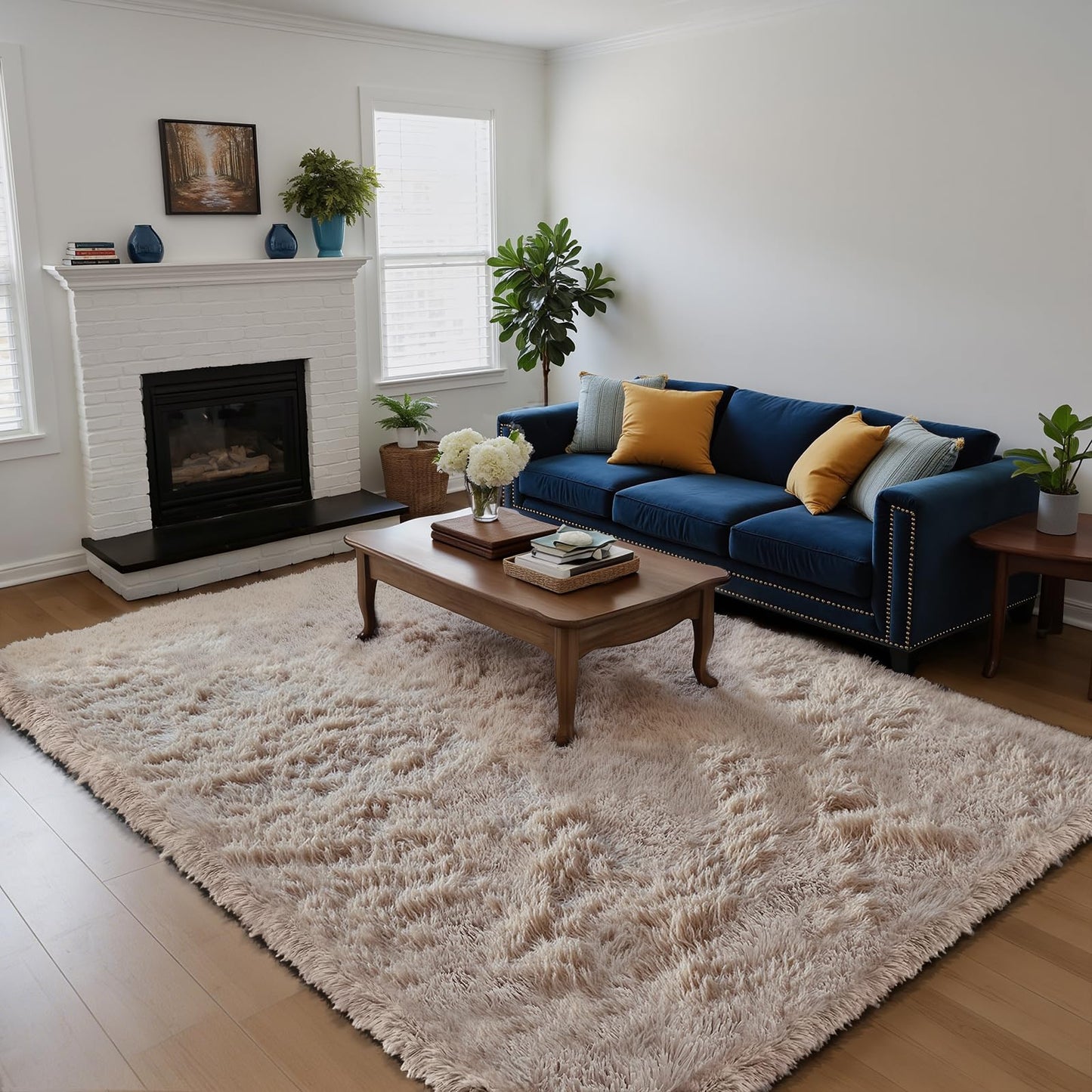Fluffy Rug Shag Area Rug, Black 2x4 Area Rugs for Bedroom, Small Bedside Rug, Soft Fluffy Shag Entryway Throw Rugs for Living Room Bedroom Room Home Decor