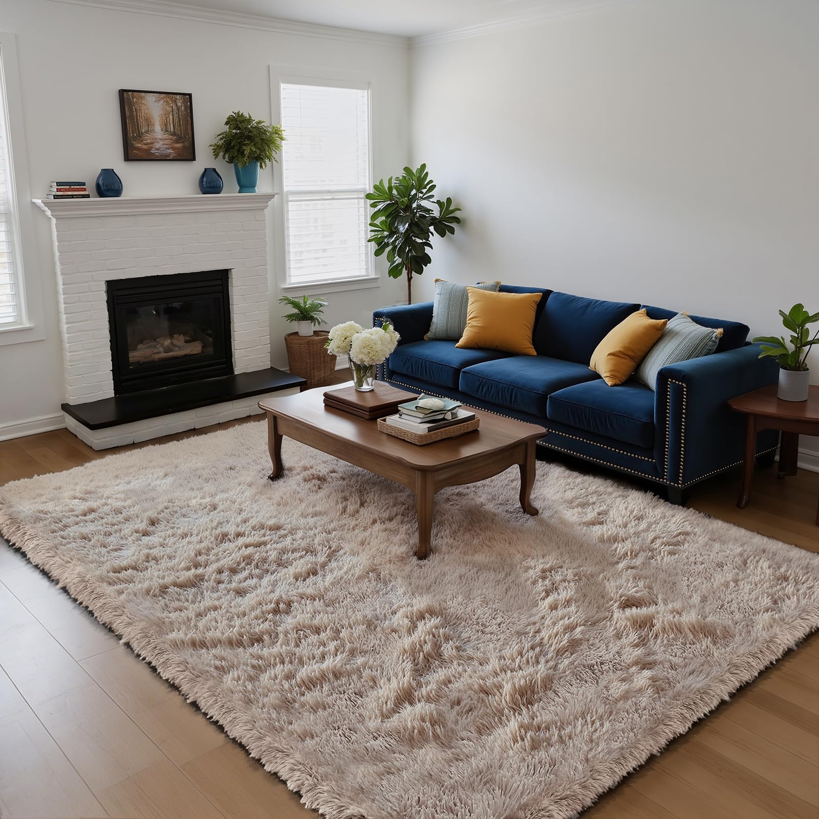 Fluffy Rug Shag Area Rug, Black 2x4 Area Rugs for Bedroom, Small Bedside Rug, Soft Fluffy Shag Entryway Throw Rugs for Living Room Bedroom Room Home Decor