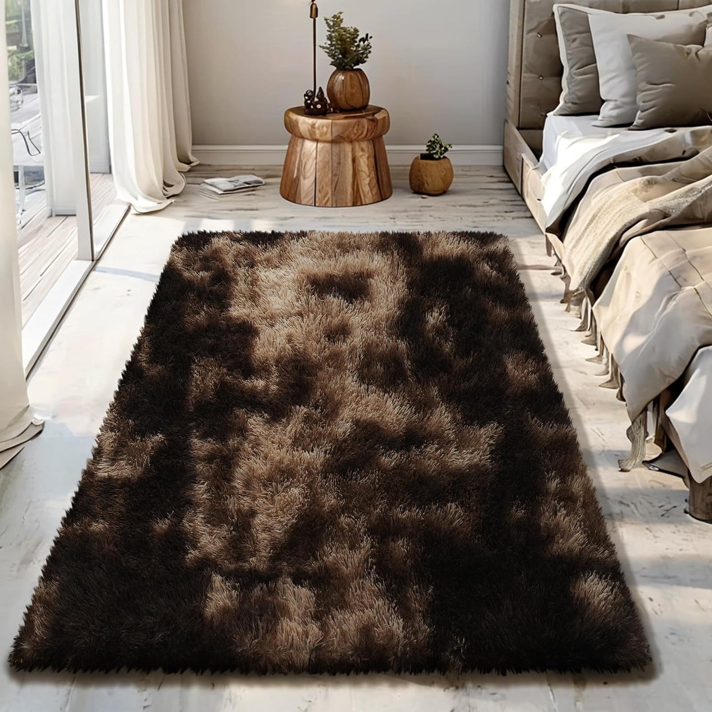 Fluffy Rug Shag Area Rug, Black 2x4 Area Rugs for Bedroom, Small Bedside Rug, Soft Fluffy Shag Entryway Throw Rugs for Living Room Bedroom Room Home Decor