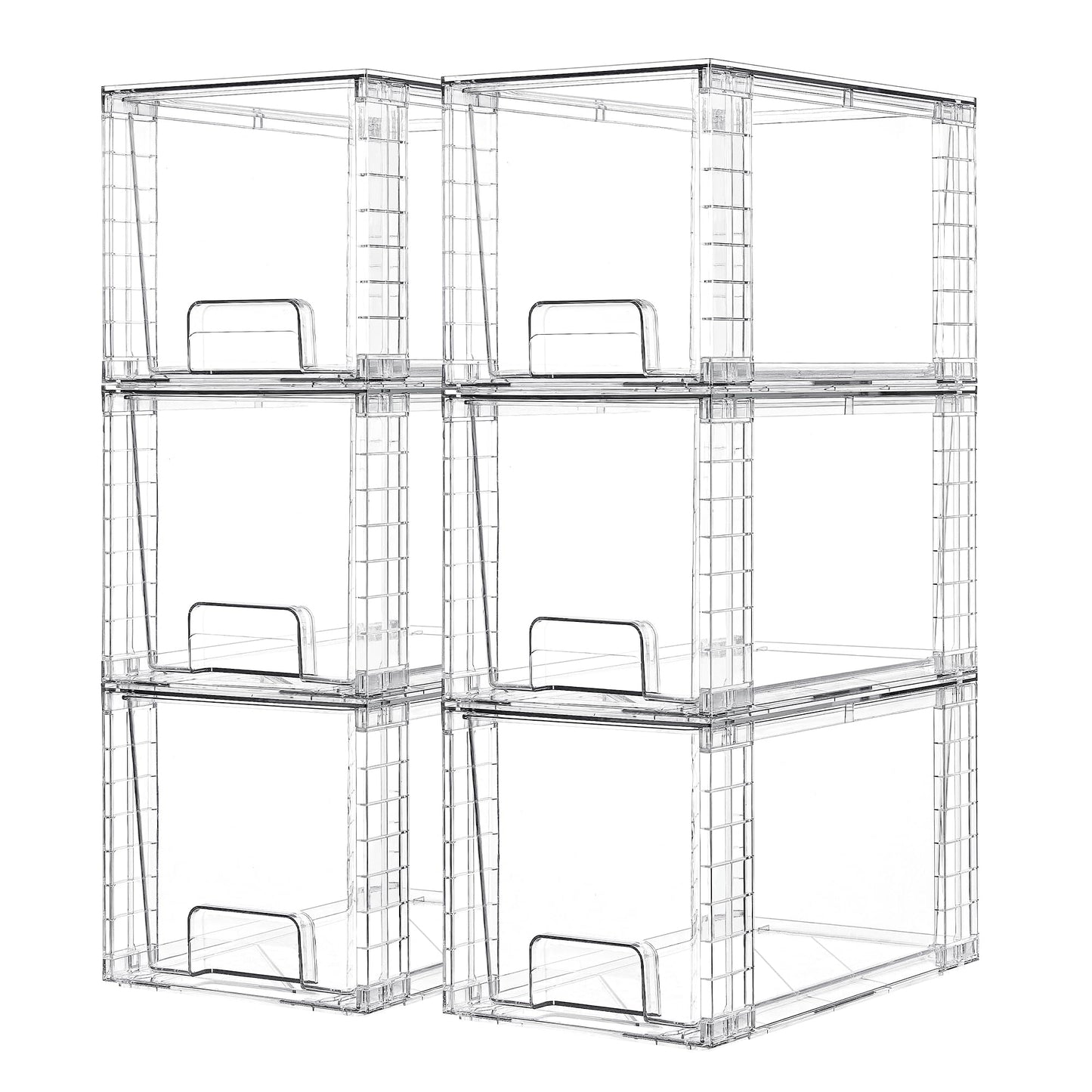 Vtopmart 4 Pack Large Stackable Storage Drawers,Easily Assemble Acrylic Bathroom Closet Undersink Organizers and Storage,Plastic Bins for Kitchen Cabinets,Pantry,Makeup,Medicine Organization
