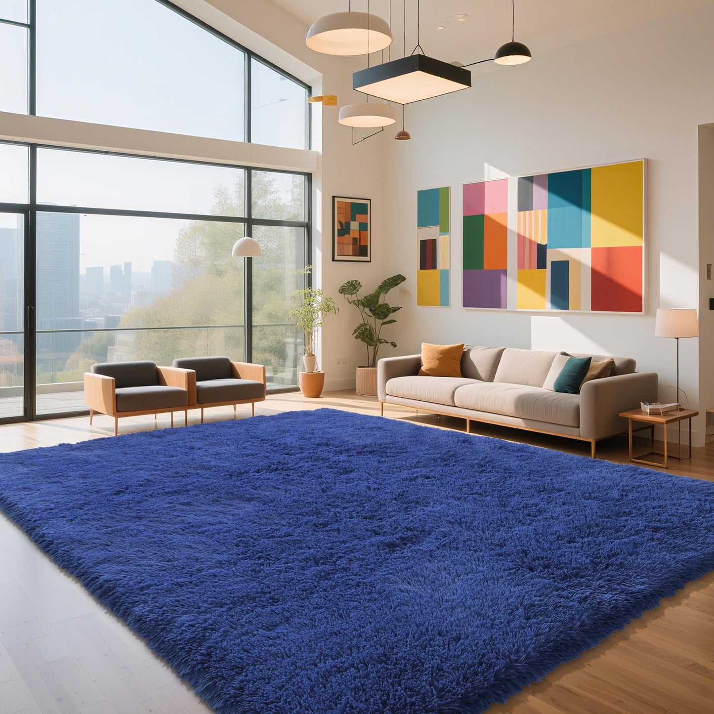 Fluffy Rug Shag Area Rug, Black 2x4 Area Rugs for Bedroom, Small Bedside Rug, Soft Fluffy Shag Entryway Throw Rugs for Living Room Bedroom Room Home Decor