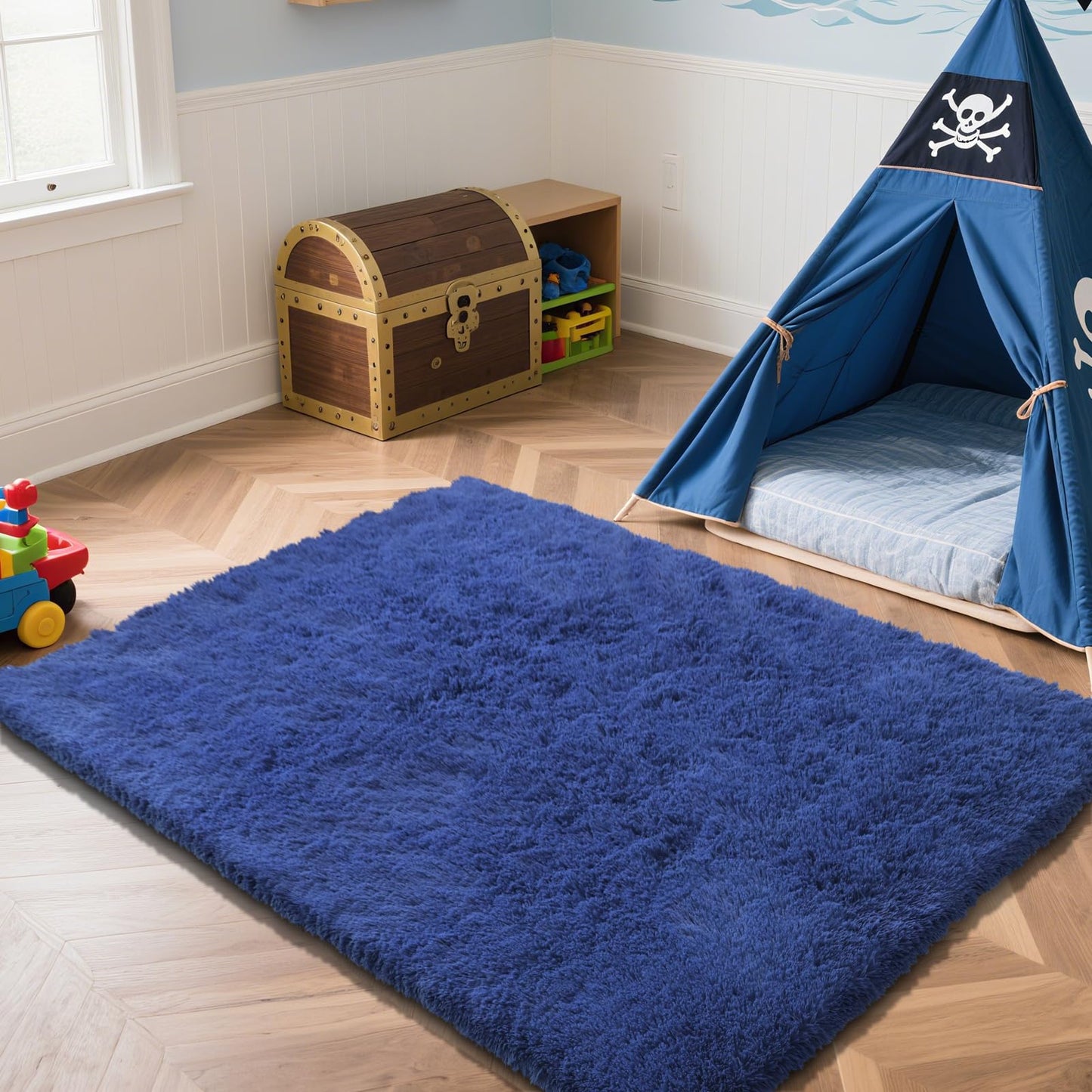Fluffy Rug Shag Area Rug, Black 2x4 Area Rugs for Bedroom, Small Bedside Rug, Soft Fluffy Shag Entryway Throw Rugs for Living Room Bedroom Room Home Decor