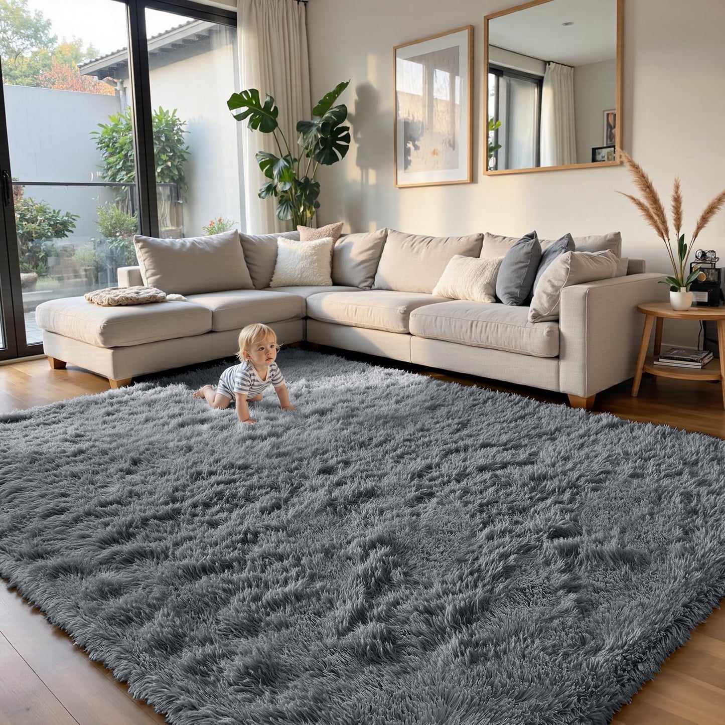 Fluffy Rug Shag Area Rug, Black 2x4 Area Rugs for Bedroom, Small Bedside Rug, Soft Fluffy Shag Entryway Throw Rugs for Living Room Bedroom Room Home Decor
