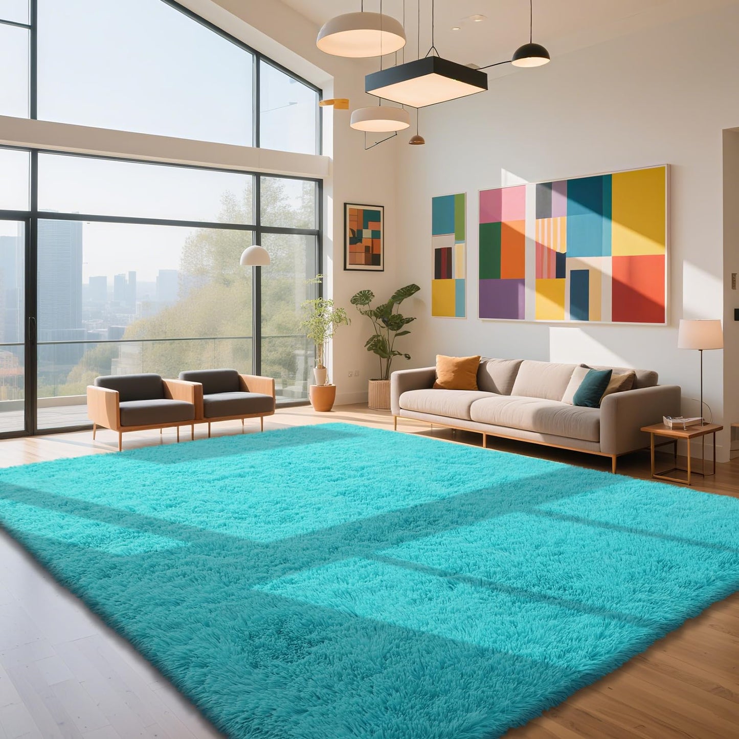 Fluffy Rug Shag Area Rug, Black 2x4 Area Rugs for Bedroom, Small Bedside Rug, Soft Fluffy Shag Entryway Throw Rugs for Living Room Bedroom Room Home Decor